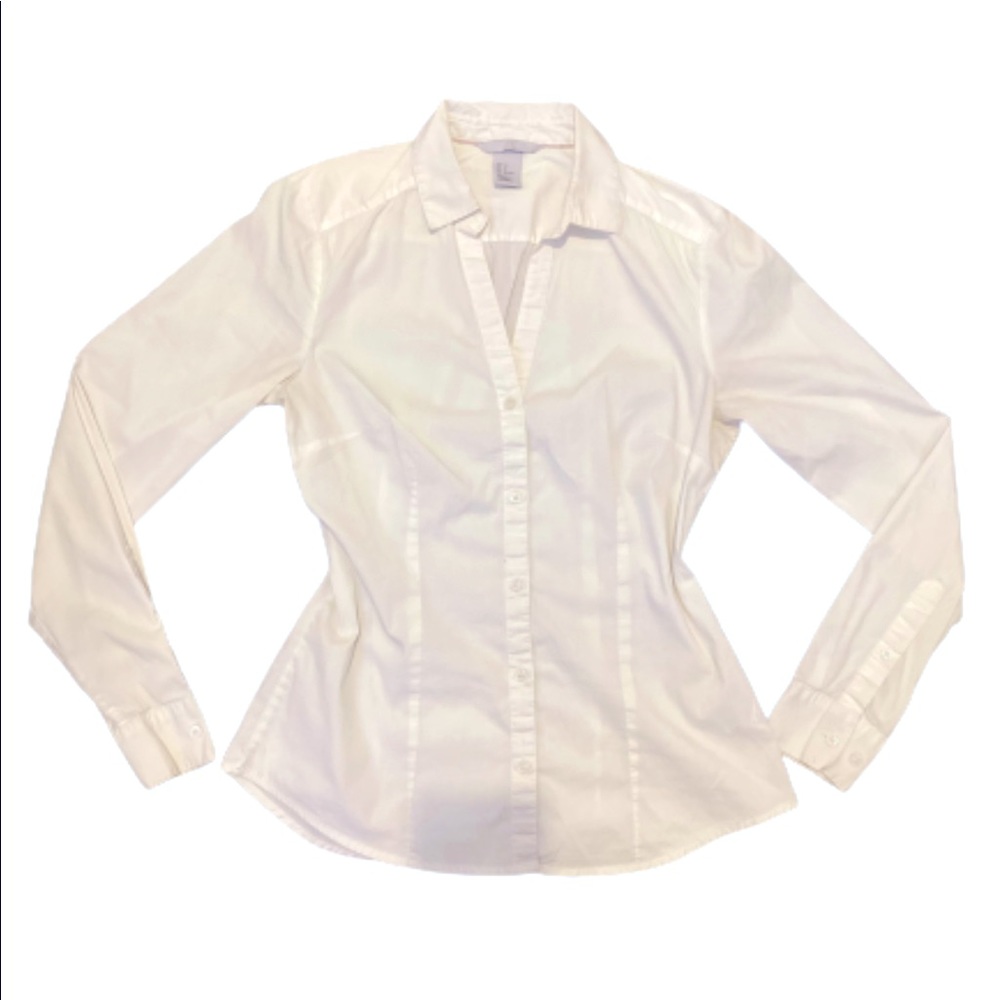 H&M White collar long sleeved button down